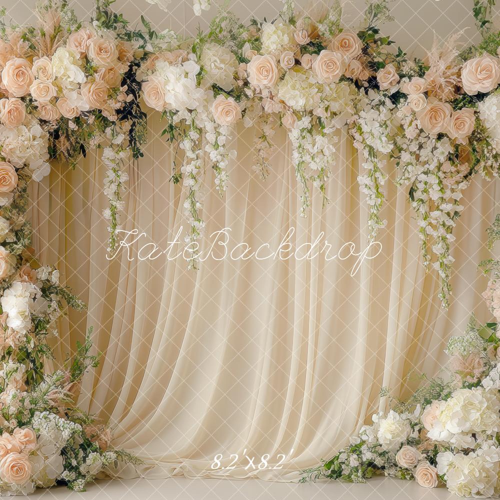 Kate Romantic Flower Arch Curtains Cream Backdrop Designed by Mini MakeBelieve