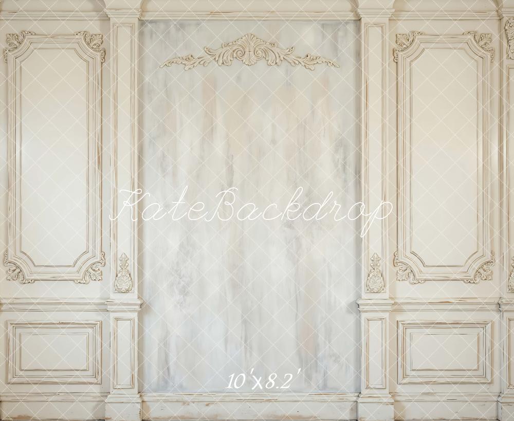 Kate Wedding Cream Ornate Vintage Wall Panel Printed Backdrop Designed by Mini MakeBelieve
