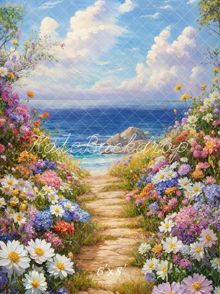 Kate Spring Floral Path Ocean Backdrop Designed by Emetselch