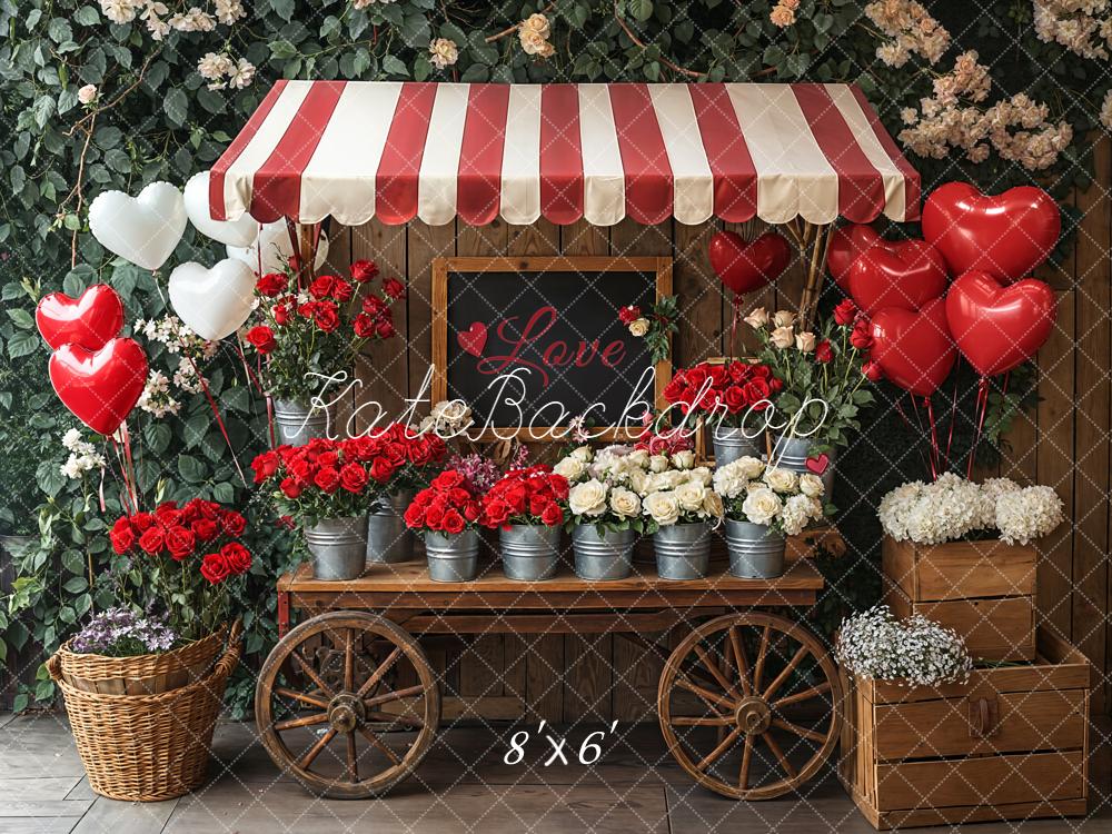 Kate Valentine's Day Flower Cart Heart Balloons Roses Backdrop Designed by Emetselch