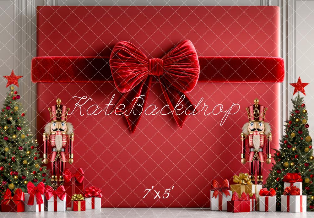 Kate Christmas Nutcracker Large Gift Bow Backdrop Designed by Mini MakeBelieve