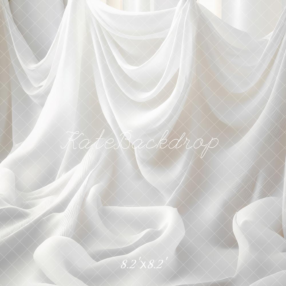 Kate White Draped Sheer Curtains Backdrop Designed by Mini MakeBelieve