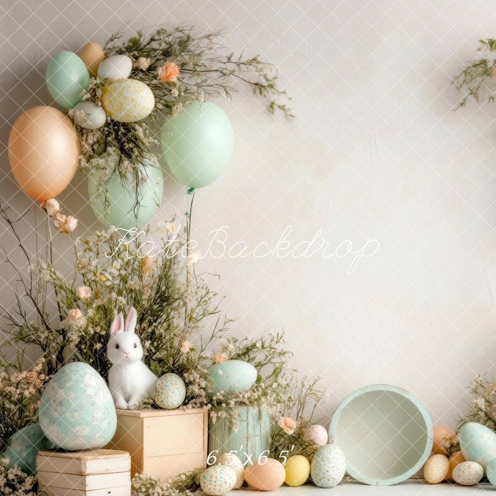 Kate Easter Bunny Pastel Eggs Balloons Backdrop Designed by Patty Roberts