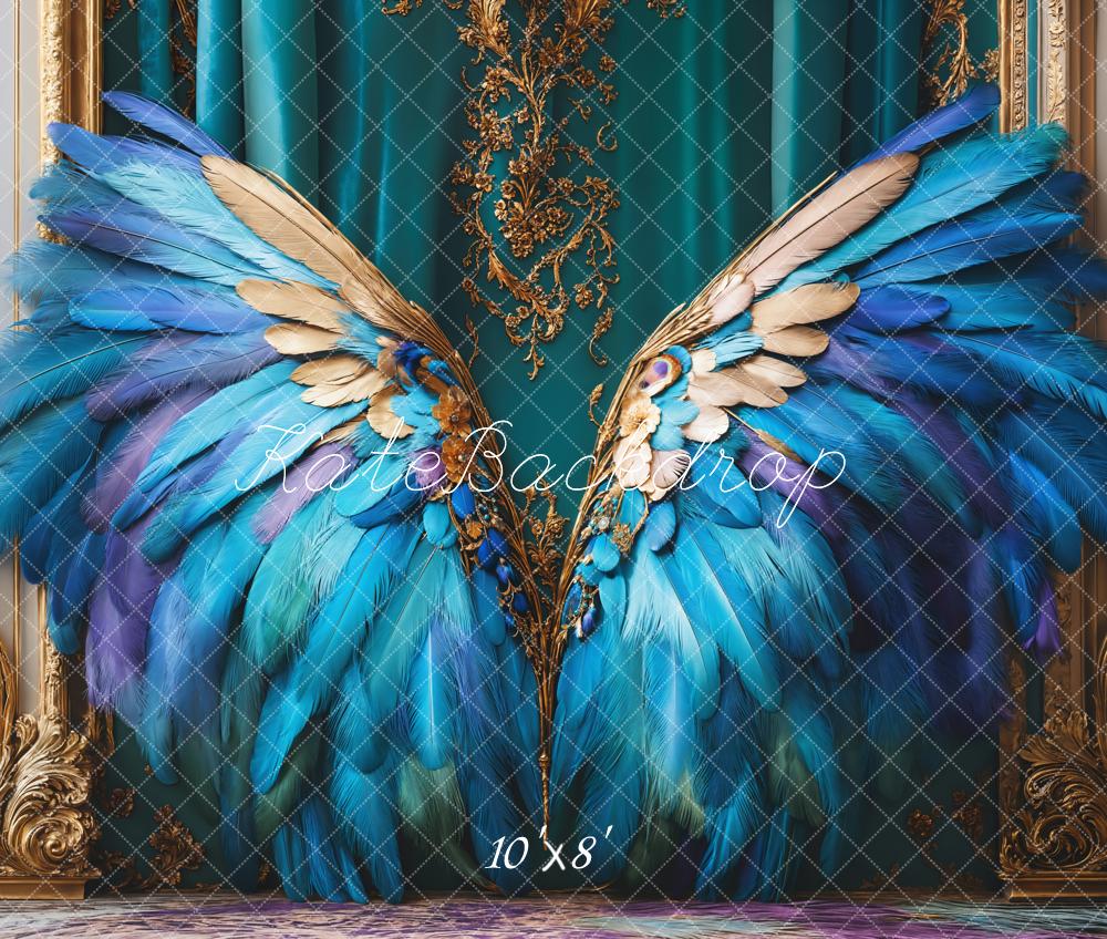 Kate Fantasy Blue Feather Wings Backdrop Designed by Emetselch