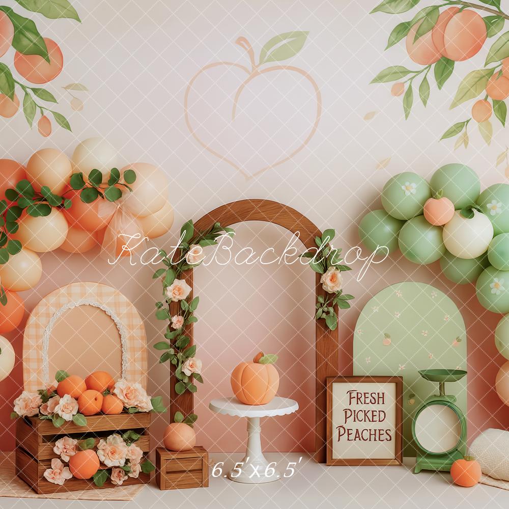 Backdrop per il Cake Smash Pesca con Arco di Palloncini Design di Patty Roberts