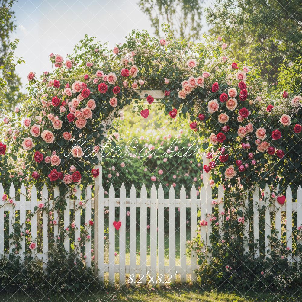 Valentine Flower Arch Garden Fence Foto Achtergrond Designed by Emetselch