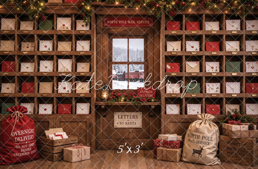 Kate Christmas North Pole Mail Room Letters Garland Printed Backdrop Designed by Emetselch