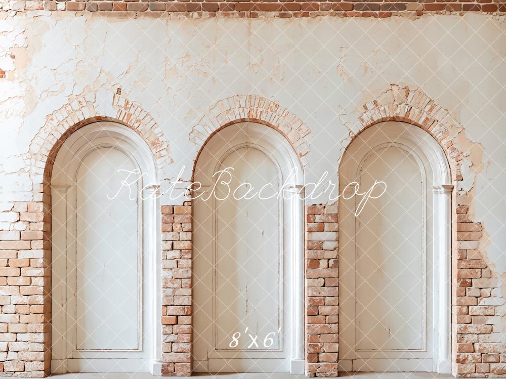 Kate Vintage Brick White Arch Backdrop Designed by Emetselch