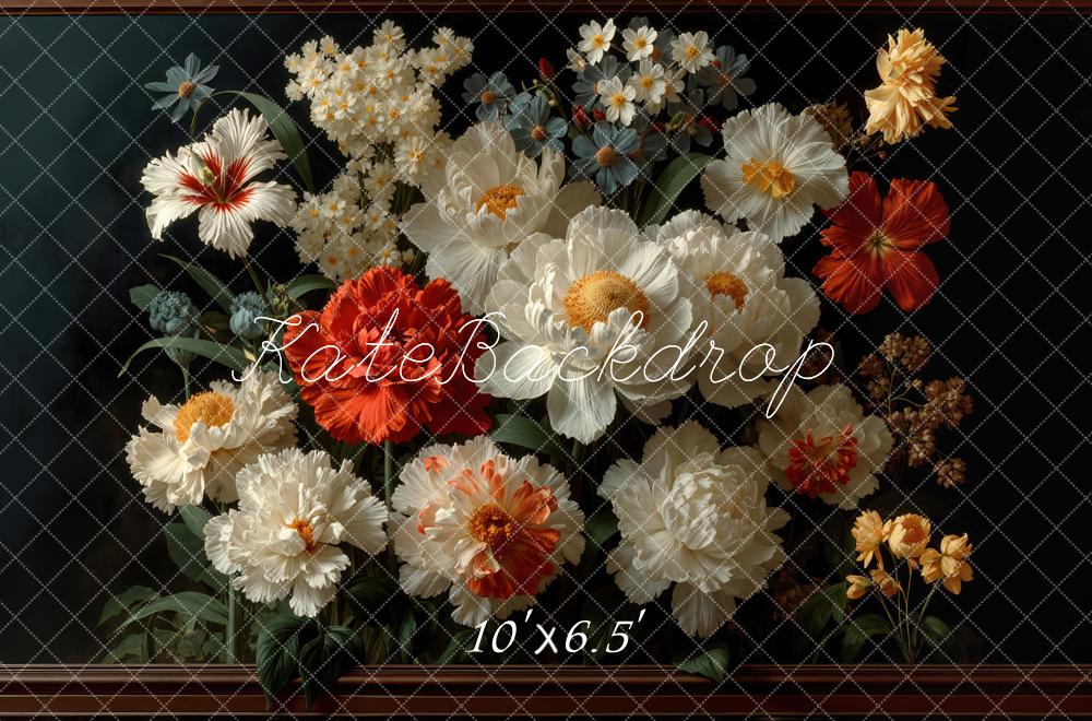 Kate Fine Art White Red Flowers Backdrop Designed by Mini MakeBelieve