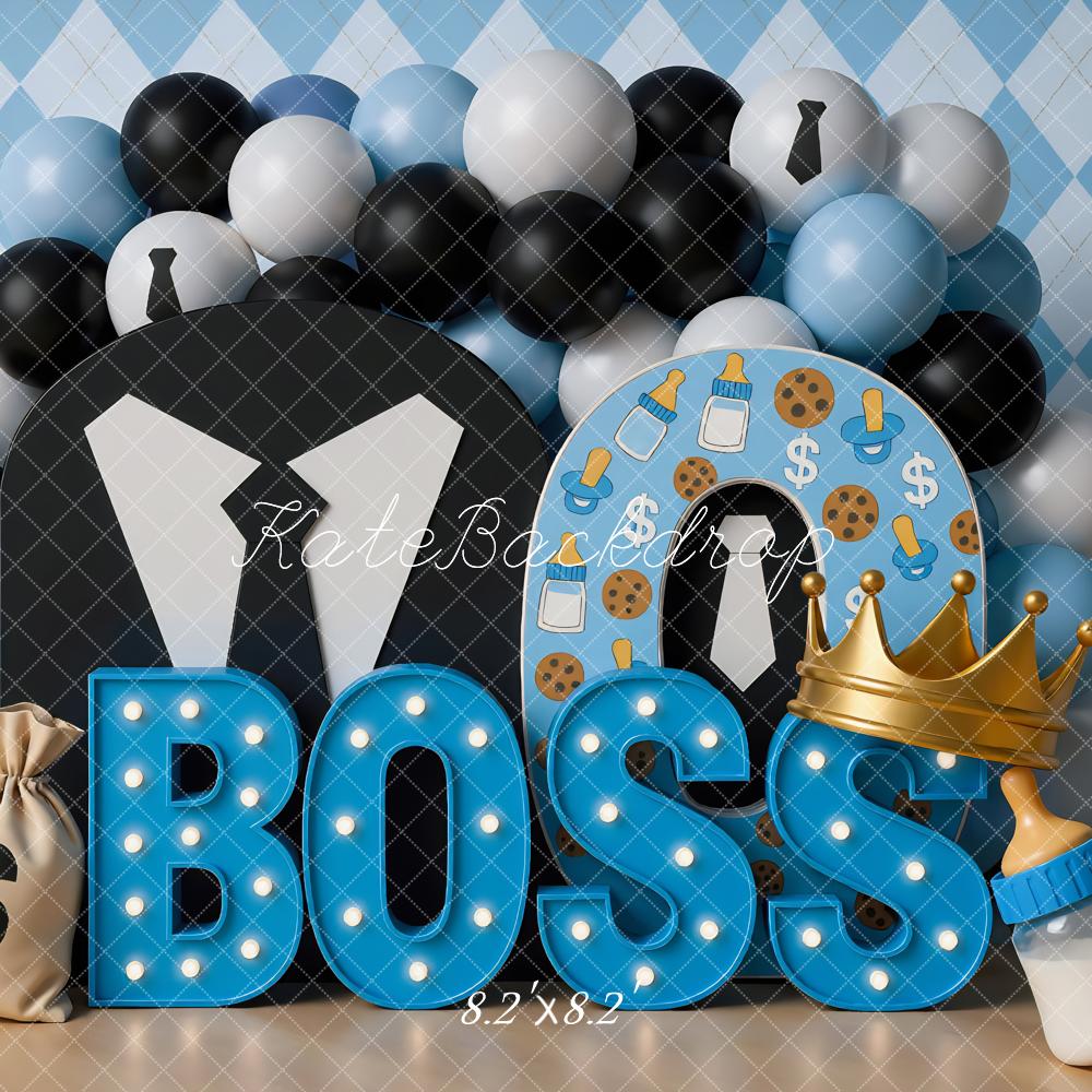 Kate Cake Smash Boss Baby Blue Celebration Backdrop Designed by Mini MakeBelieve