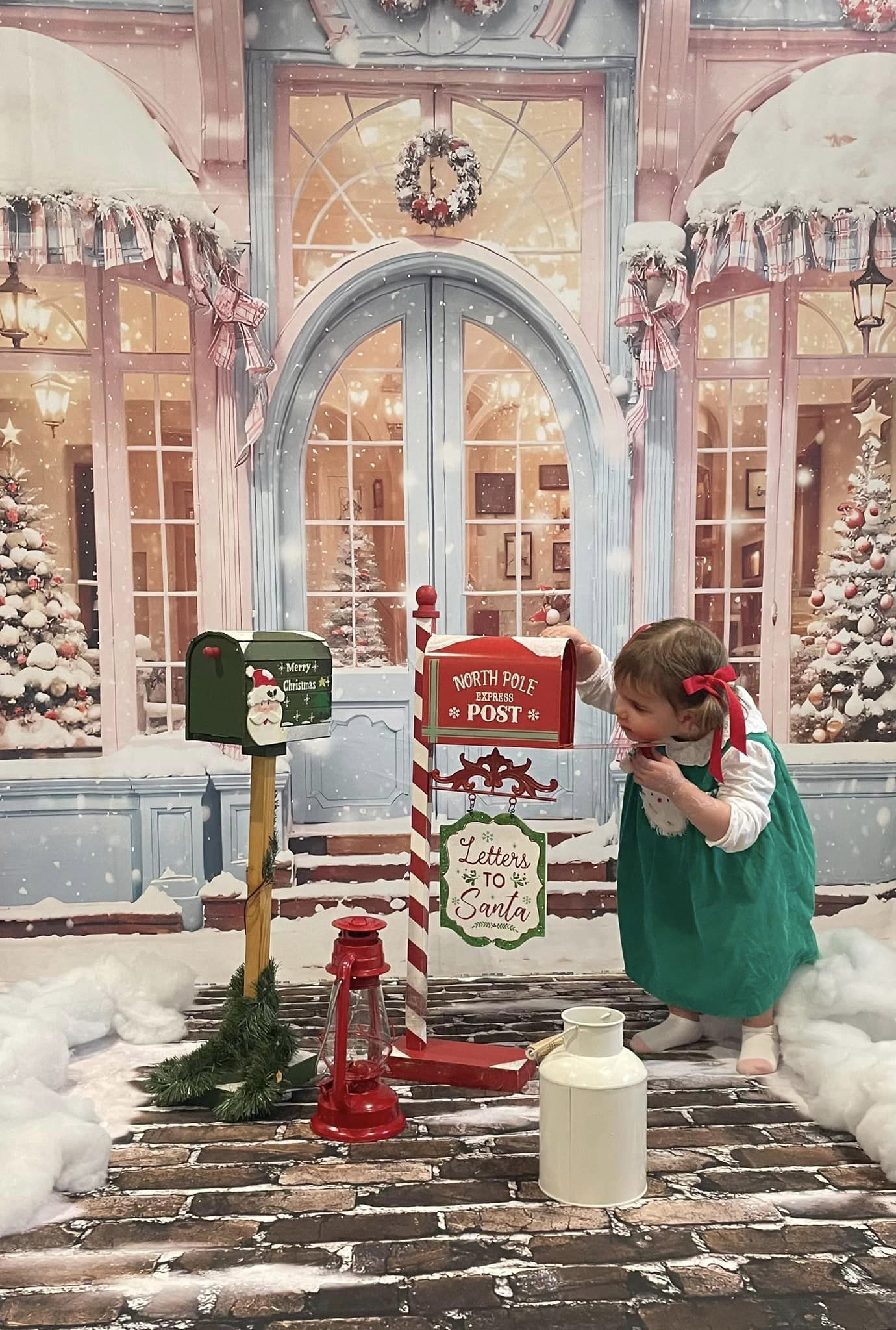 Roze Kerst-winkel Sneeuw Achtergrond voor Fotografie