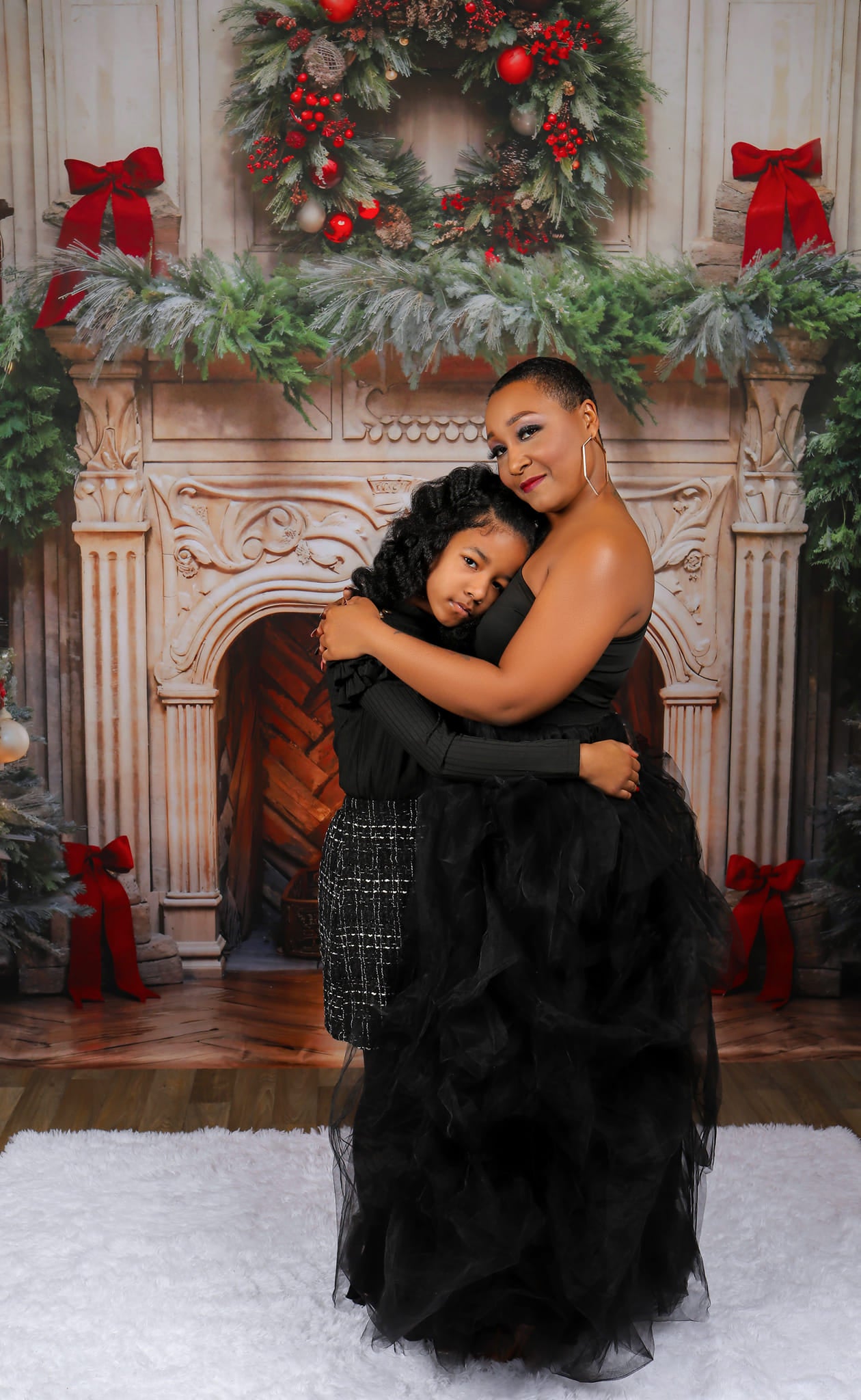 Kate Christmas Tree Fireplace Red Backdrop Designed by Emetselch