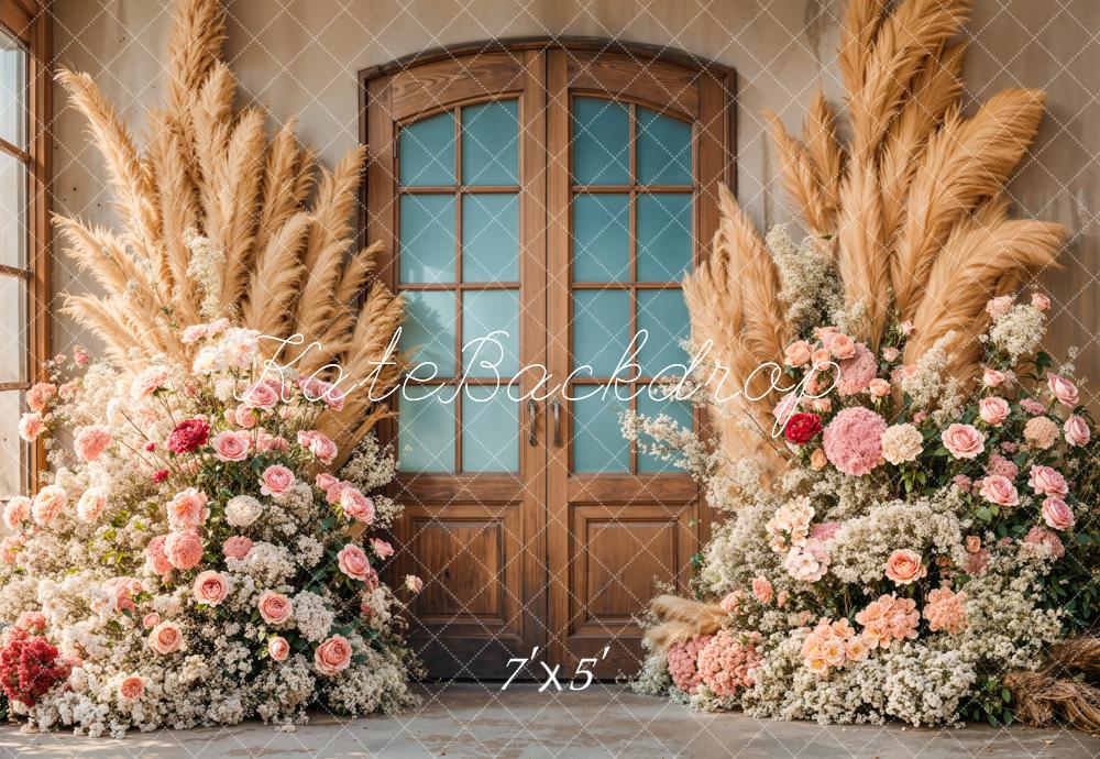 Kate Boho Pampes Floral Door Backdrop Designed by Emetselch