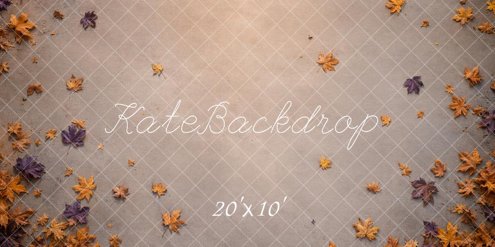 Kate Fall Maple Leaves Taupe Texture Floor Printed Backdrop Designed by Kate Image