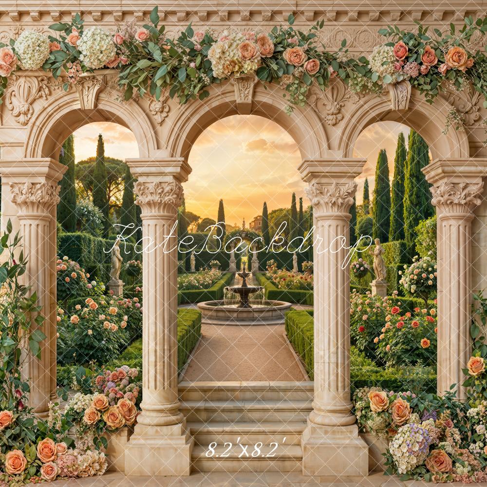 Kate Floral Arch Columns Garden Fountain Backdrop Designed by Emetselch