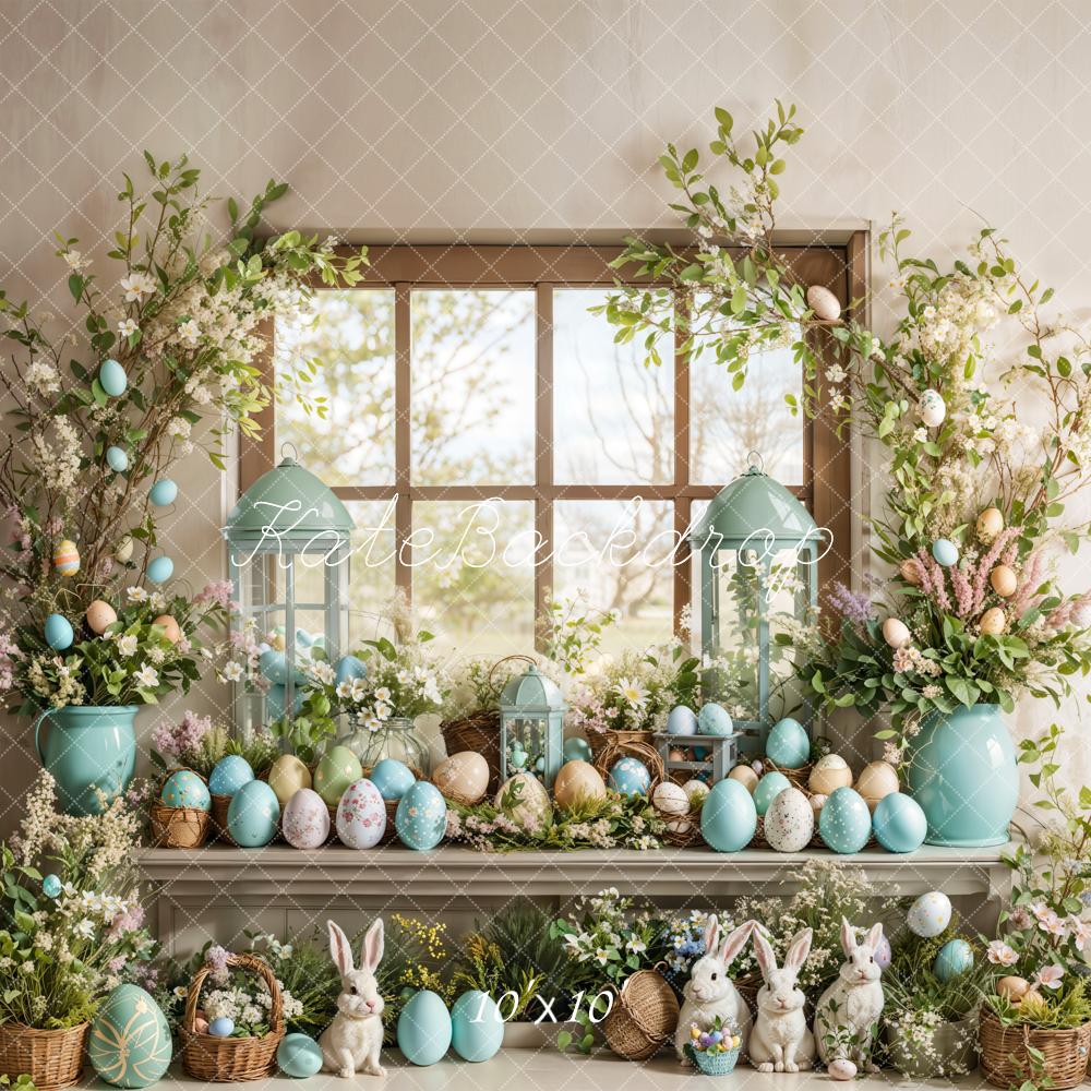 Kate Easter Bunny Egg Floral Window Backdrop Designed by Emetselch