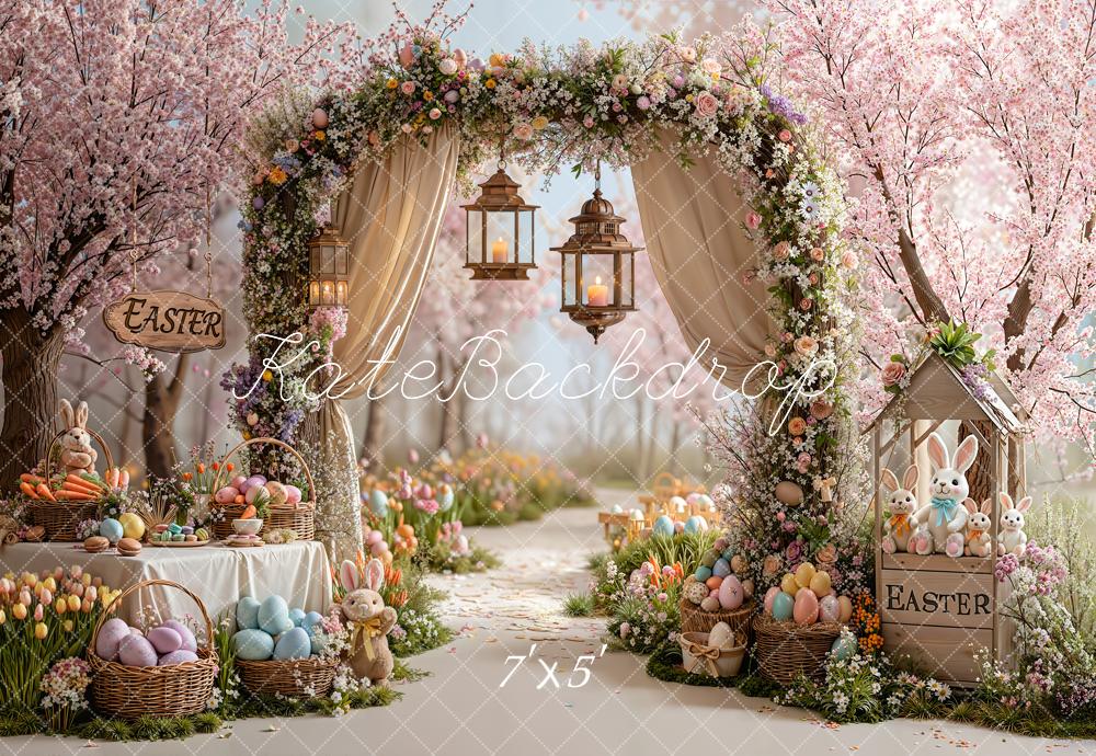 Kate Easter Bunny Flower Arch Cherry Blossom Eggs Backdrop Designed by Emetselch
