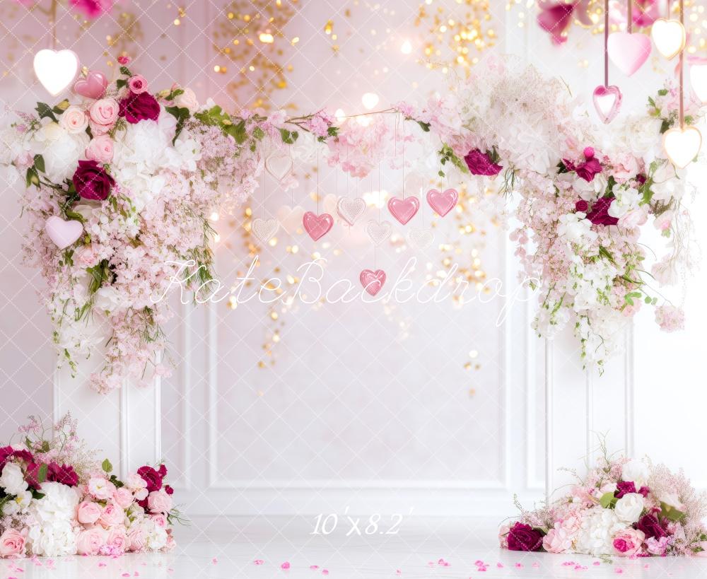 Kate Valentine Floral Hearts Wedding Backdrop Designed by Patty Roberts
