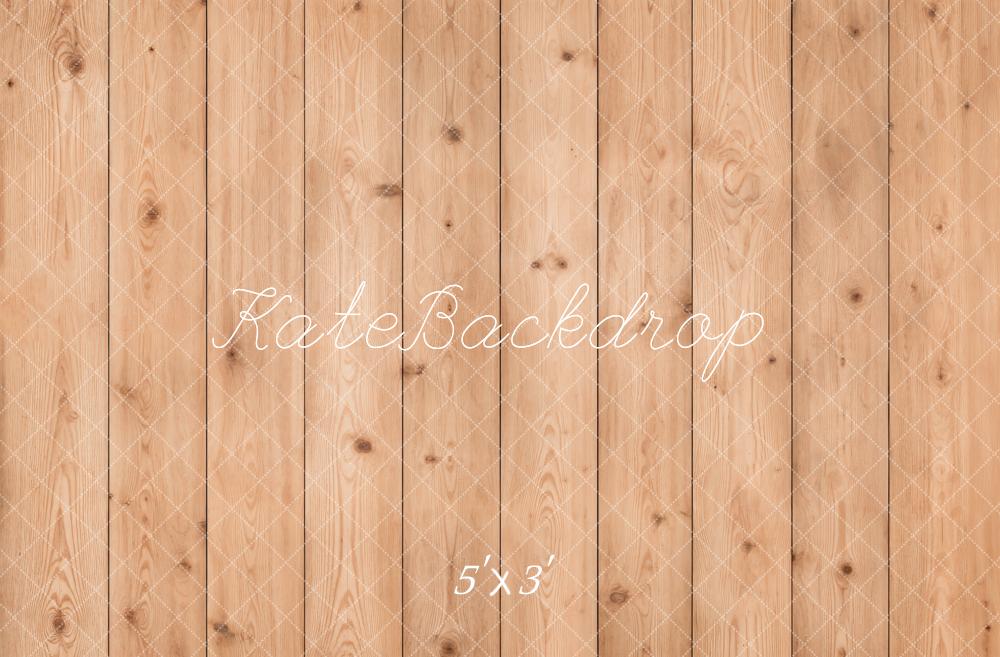 Kate Light Brown Wood Plank Floor Printed Backdrop Designed by Emetselch