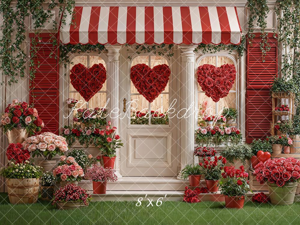 Kate Valentine's Day Red Rose Heart Flower Shop Backdrop Designed by Emetselch