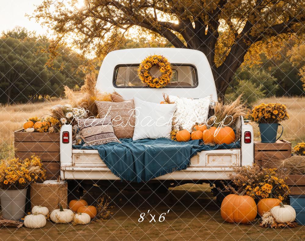 Kate Fall Truck Pillows Pumpkin Backdrop Designed by Emetselch