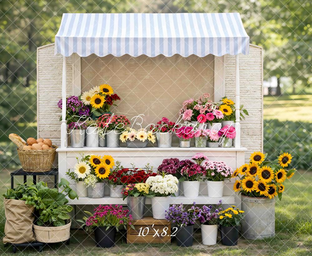 Kate Summer Flower Stand Sunflowers Potted Garden Printed Backdrop Designed by Mini MakeBelieve