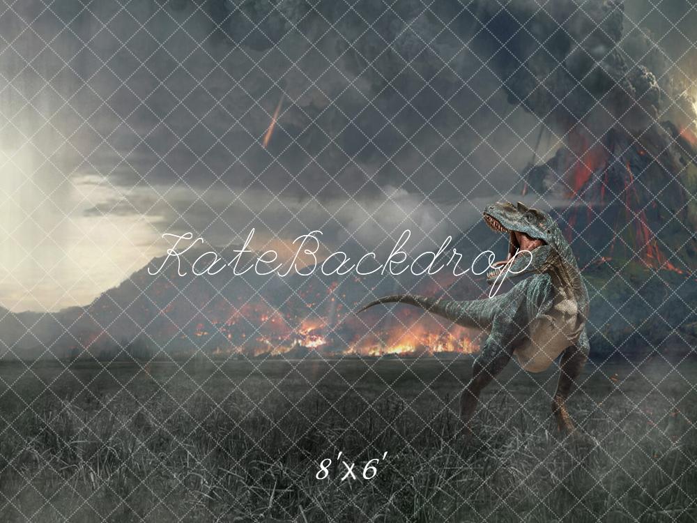 Fantasy Jurassic Dinosaur Volcano Foto Achtergrond Designed by Rose Abbas