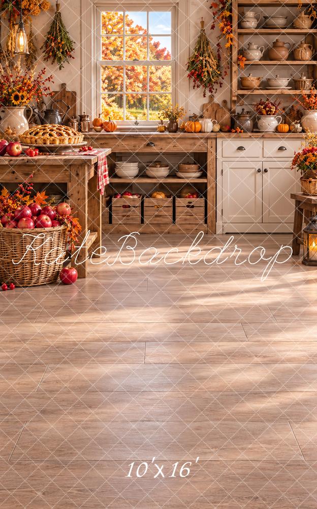 Kate Sweep Fall Rustic Farmhouse Kitchen Window Printed Backdrop Designed by Vertigo Productions