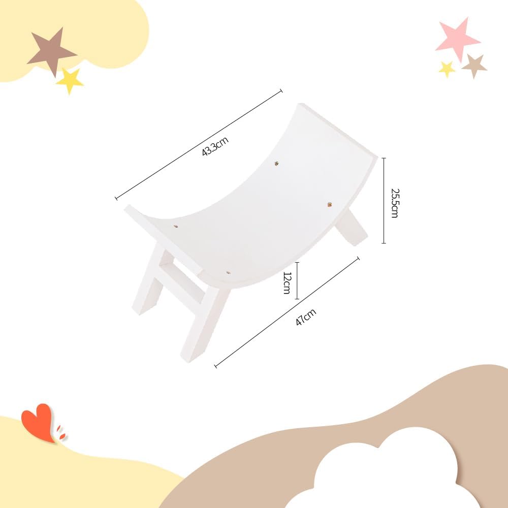 Panca curva bianca screziata vintage per neonati nuova sgabello in legno accessori per fotografie