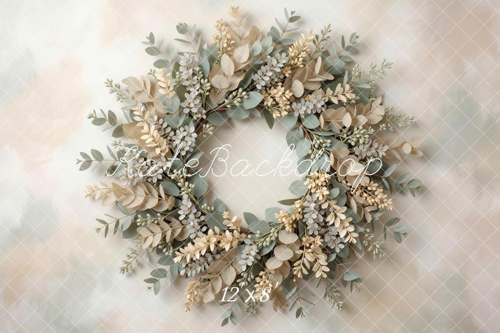 Kate Newborn Greenery Wreath Pastel Backdrop Designed by Mini MakeBelieve