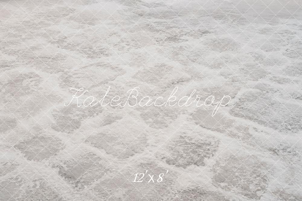 Kate Winter White Snow Cobblestone Floor Printed Backdrop Designed by Emetselch