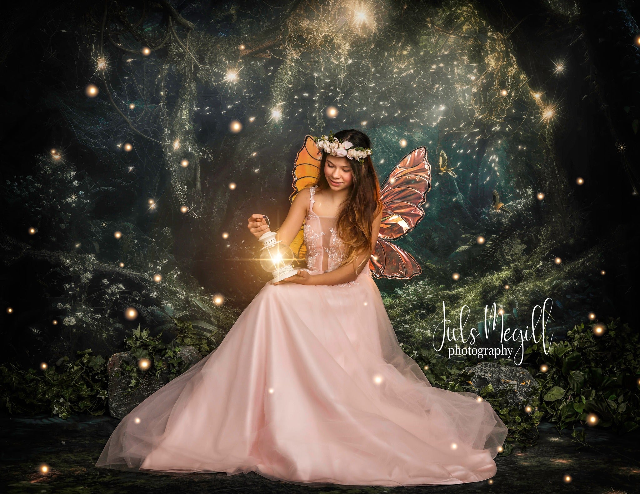Kate Fantasy Firefly Forest in Night Backdrop+Dream Ground Floor Backdrop