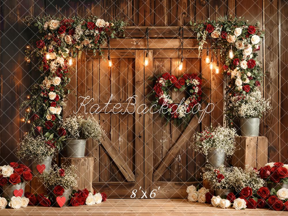 Kate Valentines Flower Arch Rustic Wooden Door Roses Backdrop Designed by Emetselch