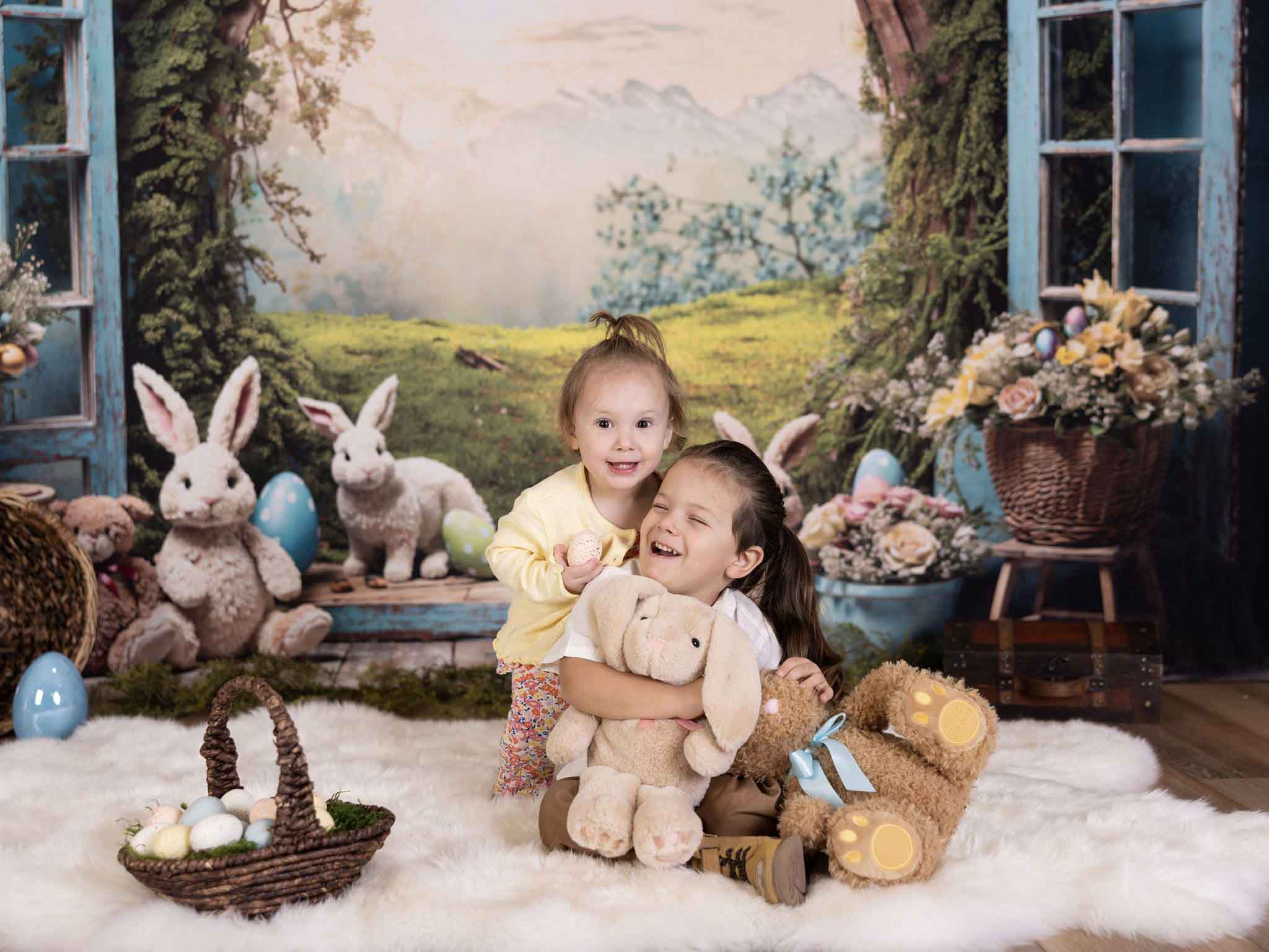 Kate Easter Bunny Hole View Alice in Wonderland Style Backdrop for Storybook-themed Photoshoots