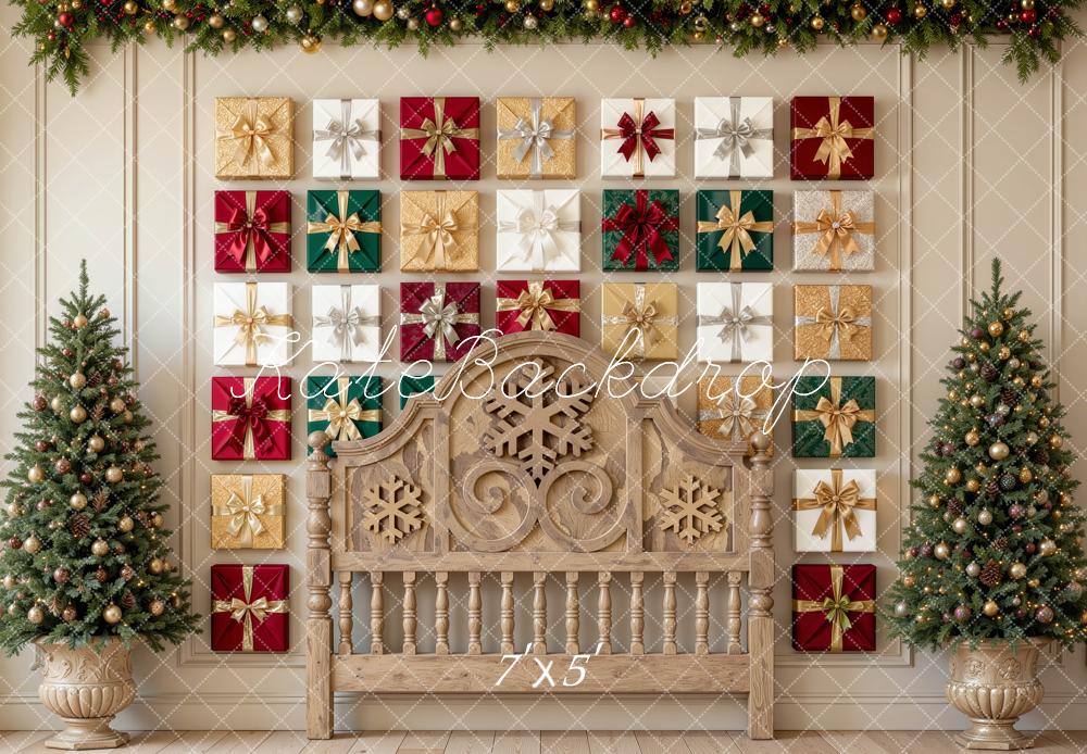 Kate Christmas Headboard Gift Wall Pine Trees Printed Backdrop Designed by Mini MakeBelieve