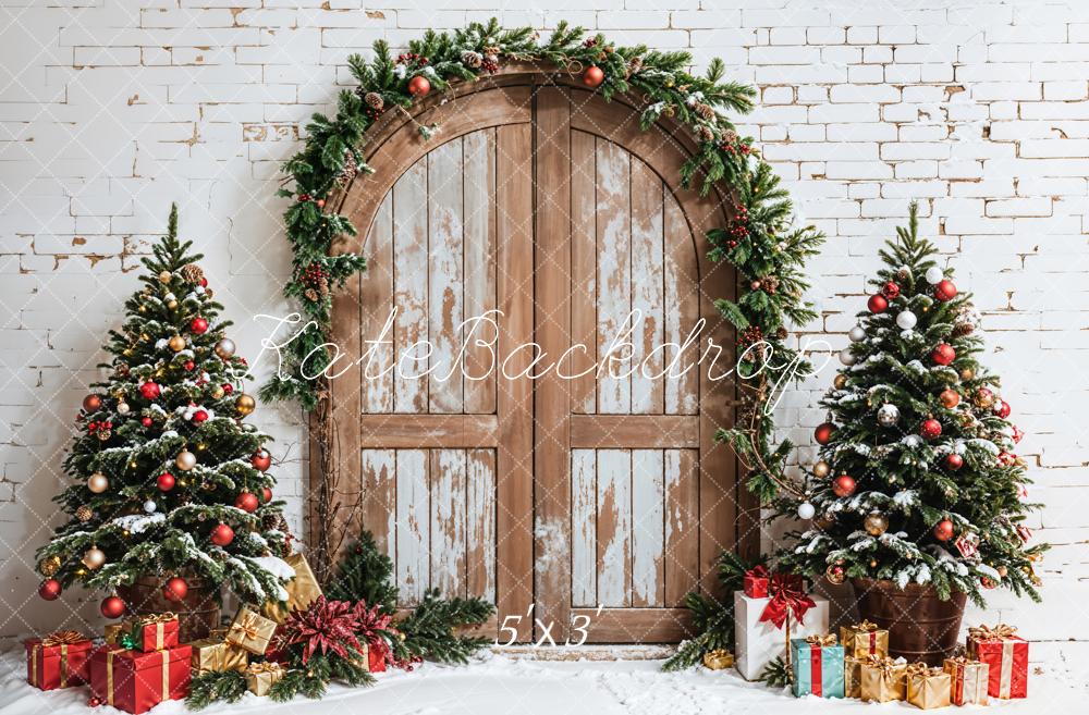 Kate Christmas Wooden Door Tree Garland Backdrop Designed by Emetselch