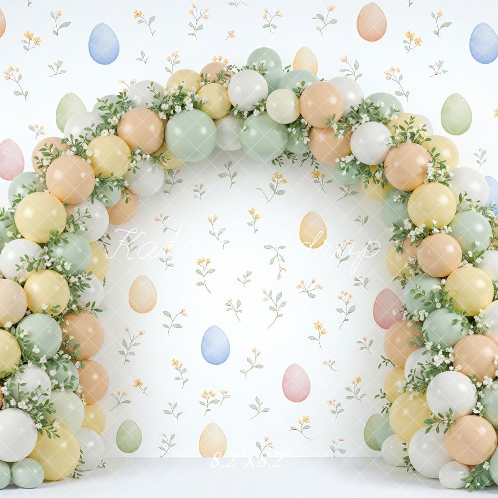 Kate Easter Balloon Arch Pastel Eggs Floral Backdrop Designed by Mini MakeBelieve
