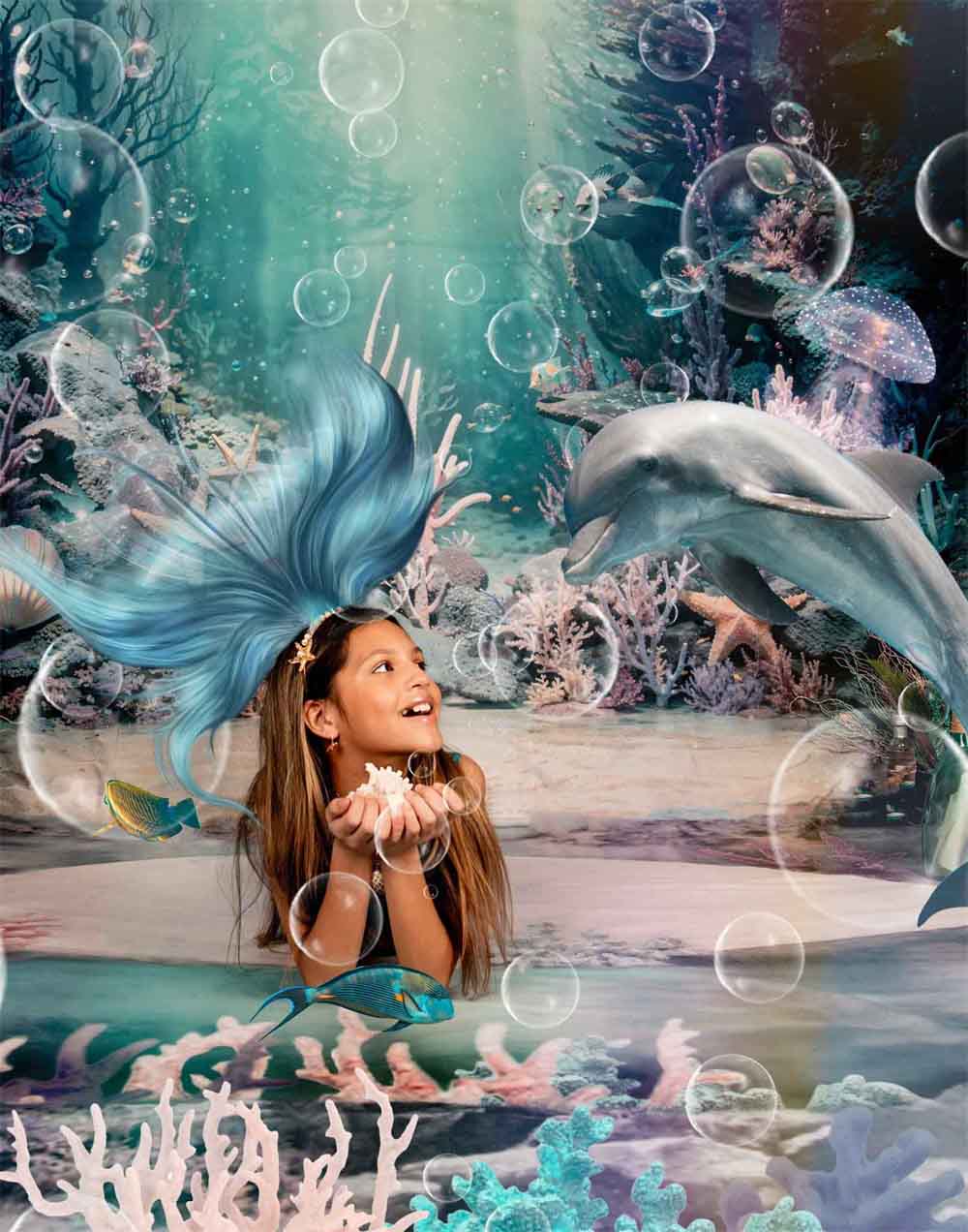 Mundo submarino de verano de Kate: fondo de arrecife diseñado por Chain Photography.