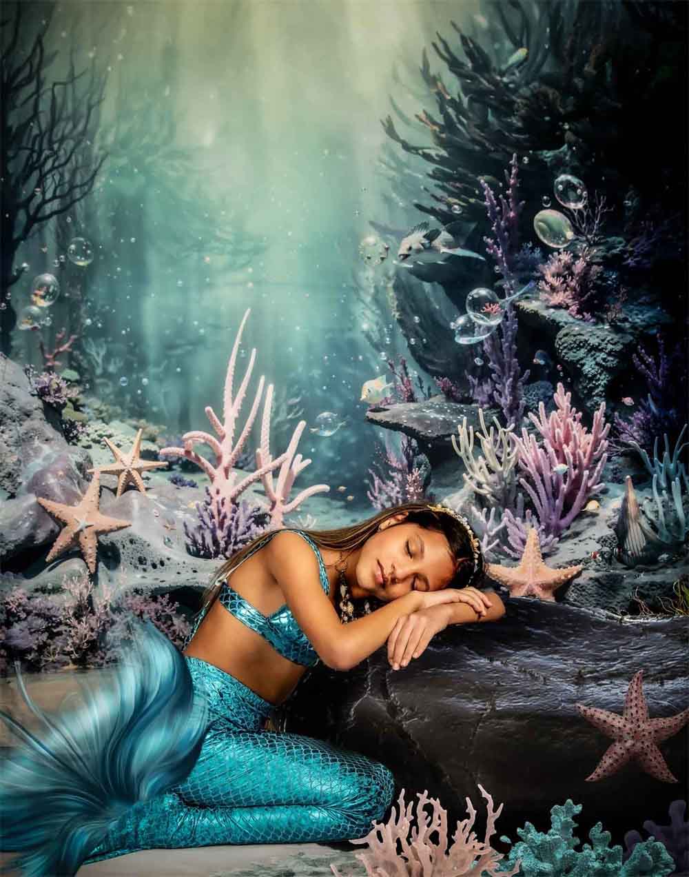 Mundo submarino de verano de Kate: fondo de arrecife diseñado por Chain Photography.