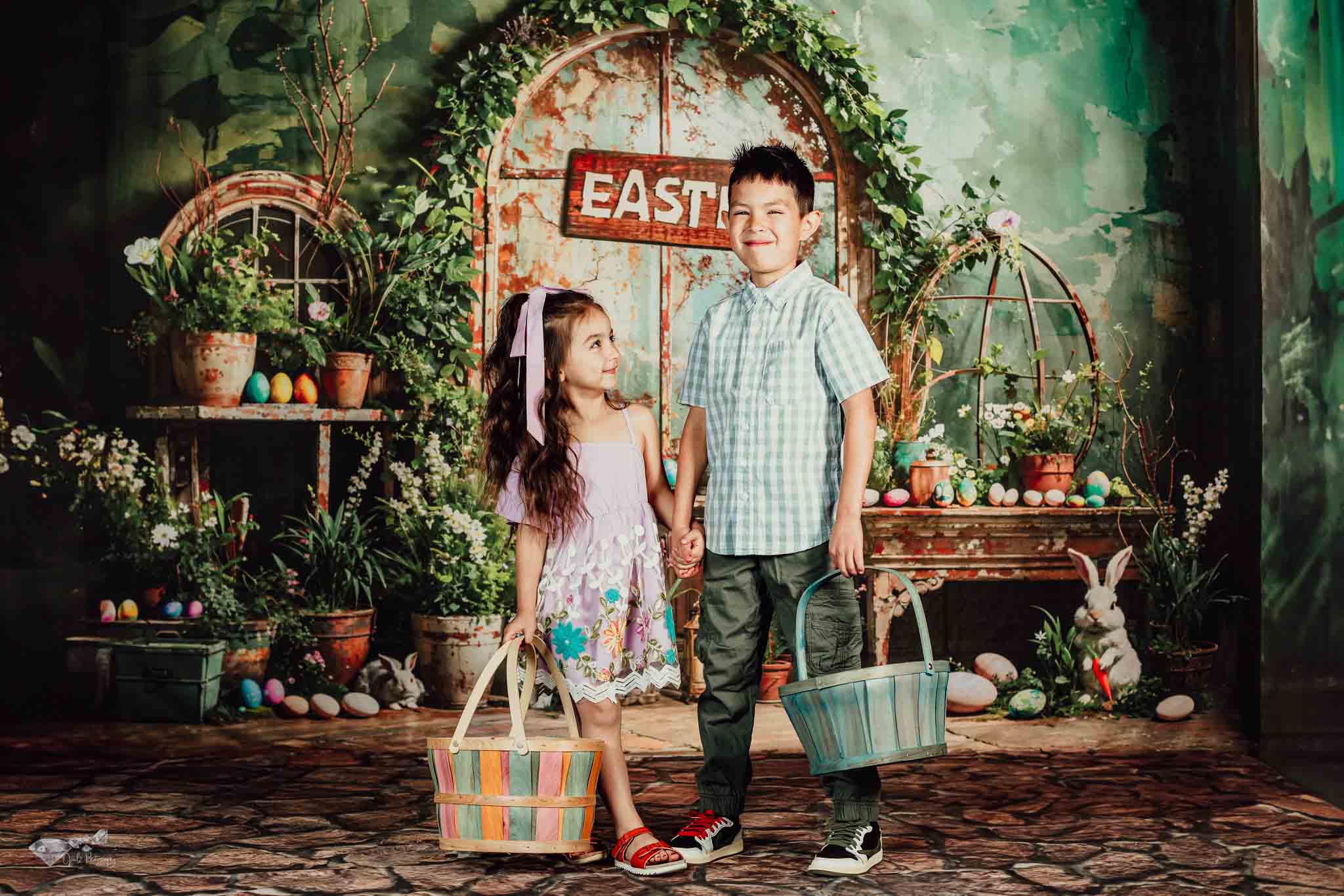 Kate Easter Green Plant Peter Rabbit Printed Backdrop Designed by Emetselch