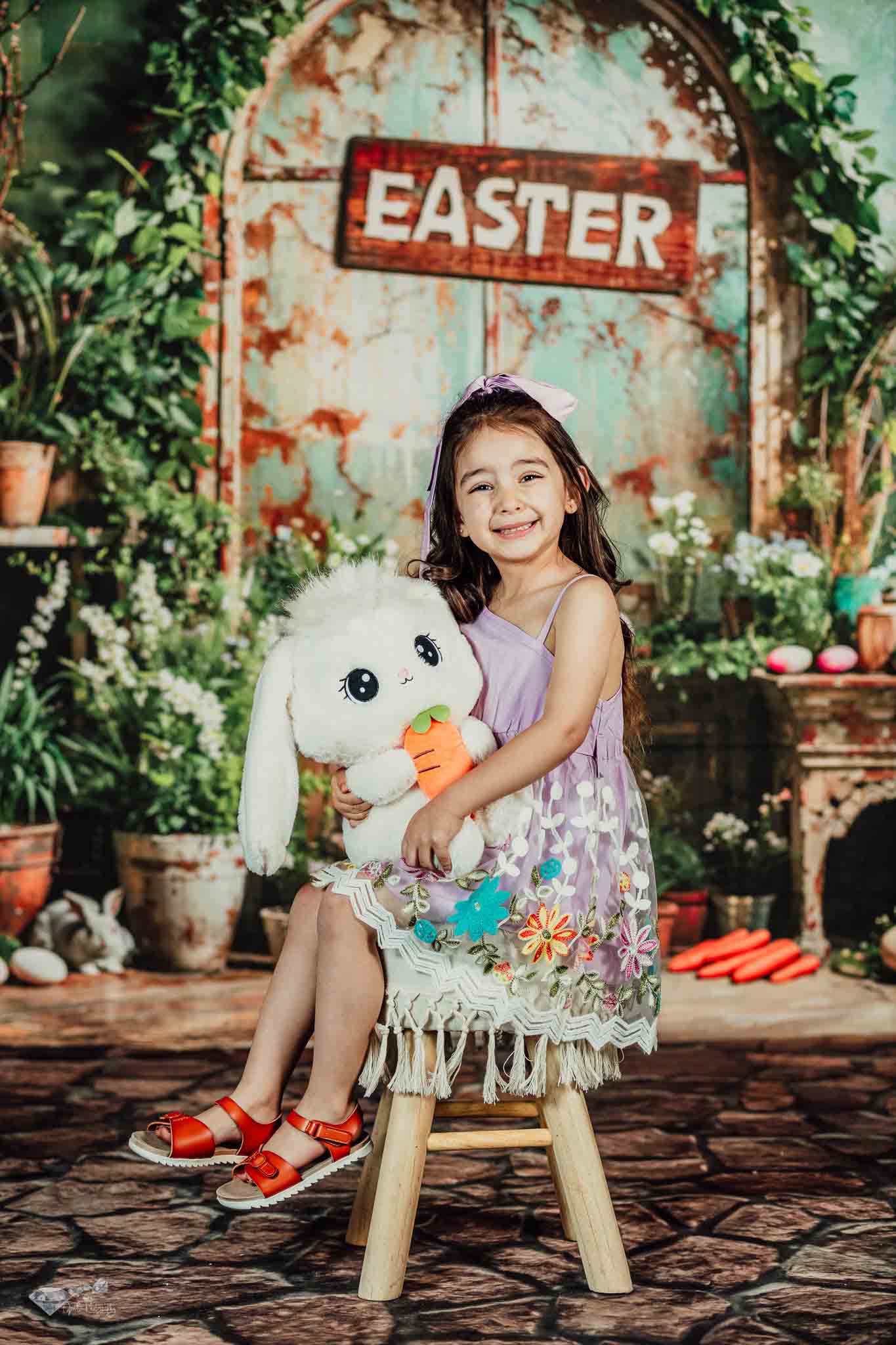 Kate Easter Green Plant Peter Rabbit Printed Backdrop Designed by Emetselch