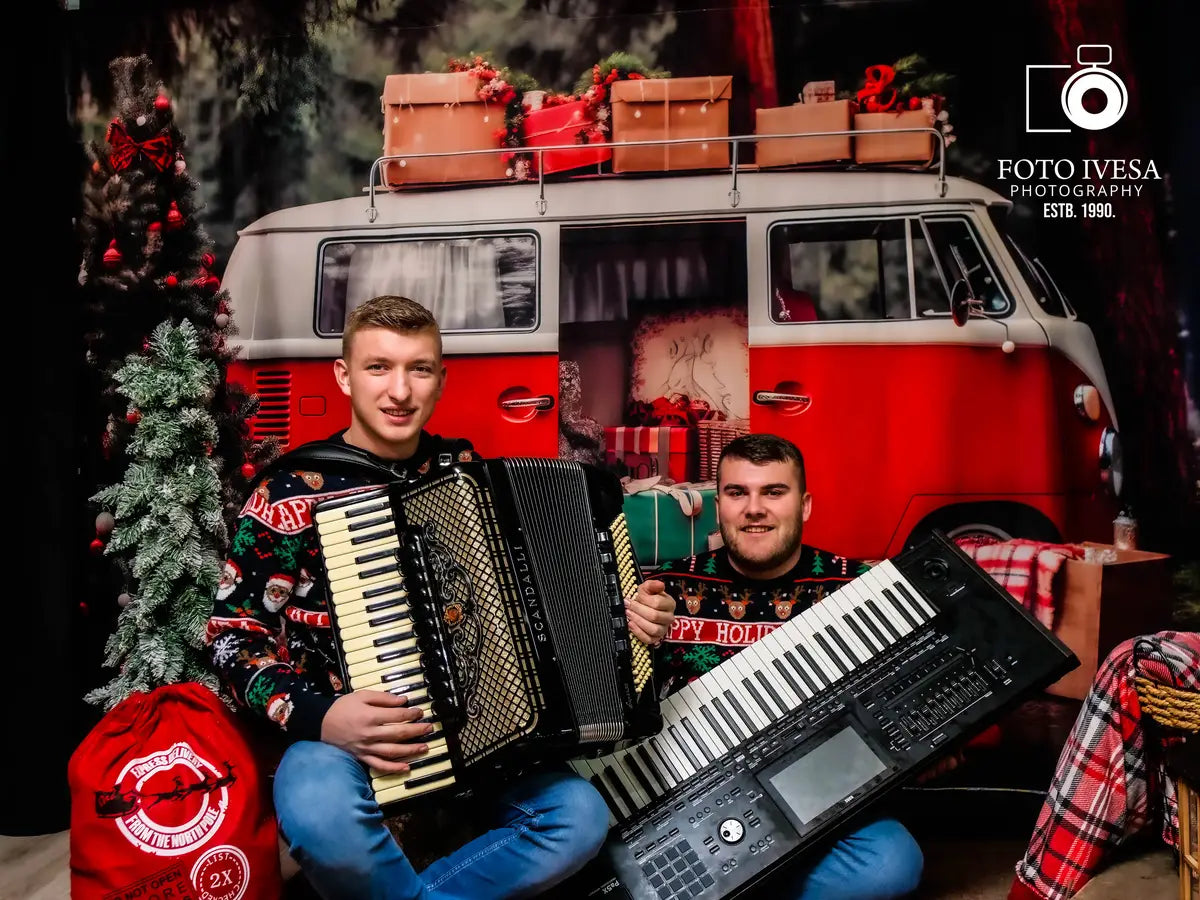 Kate Christmas Red Car Gifts Backdrop for Photography