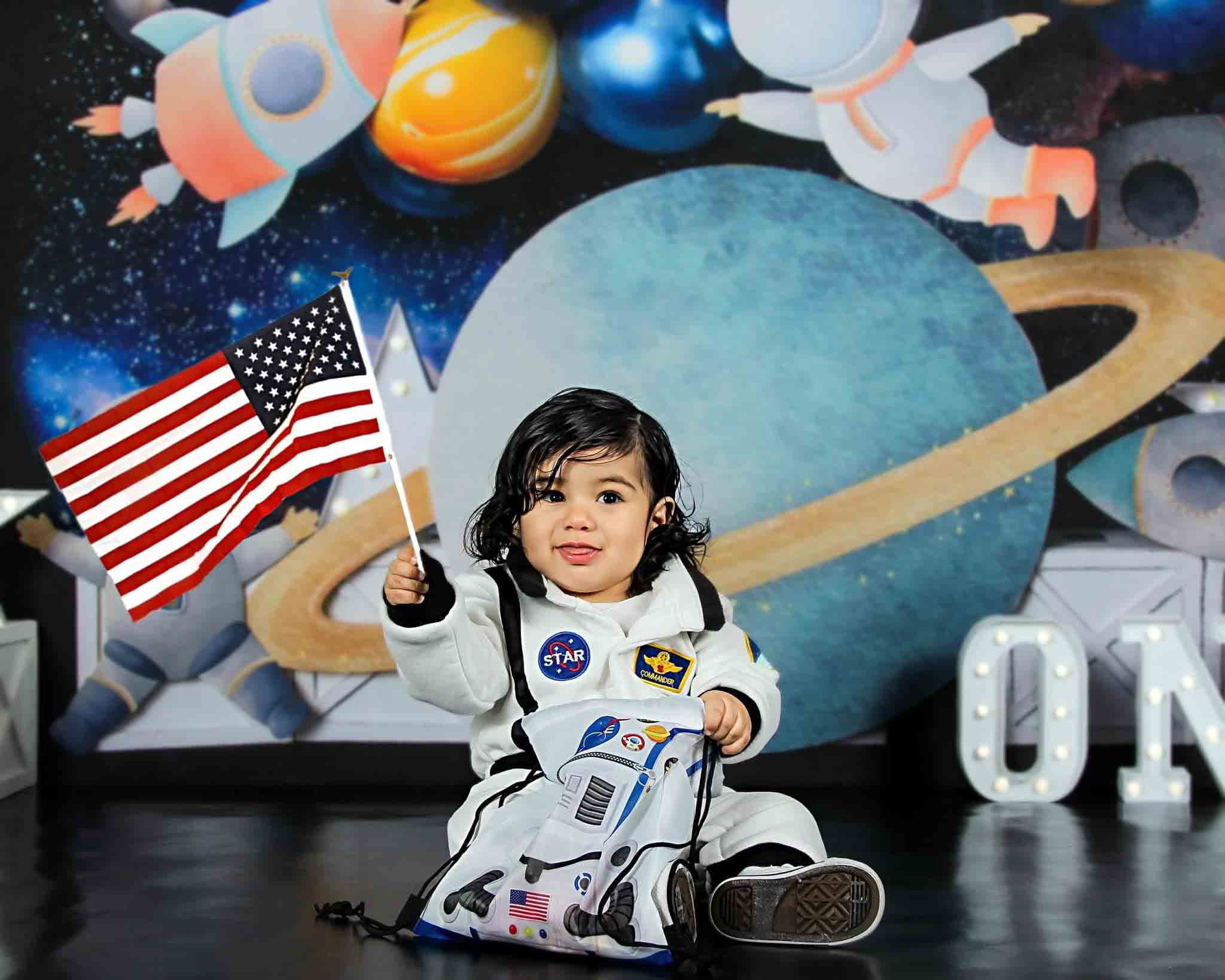 Verjaardag Outer Space Ballonnen Foto Achtergrond Ontworpen door Caitlin Lynch