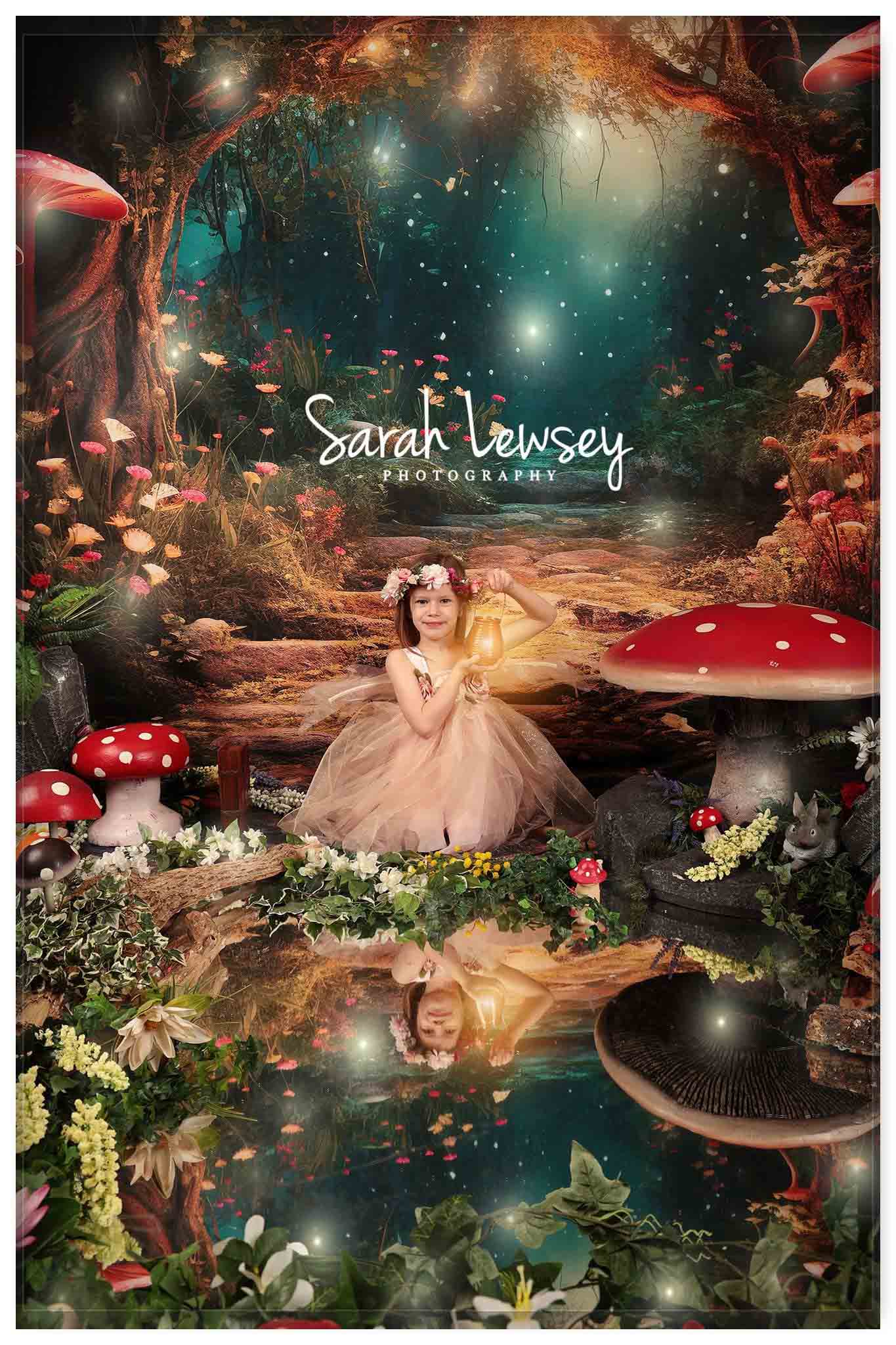 Kate Fantasy Firefly Mushroom Forest Backdrop for Photography