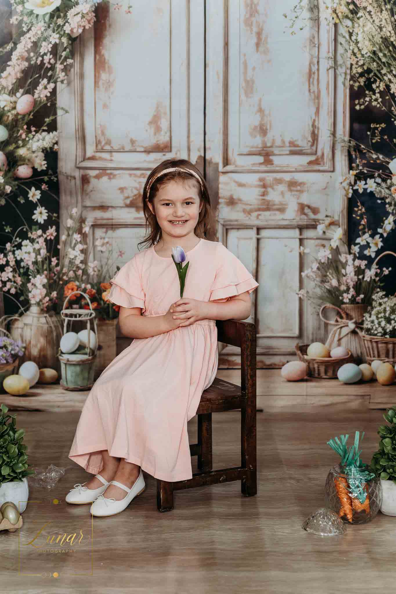 Kate Easter Egg Flower White Wooden Door Backdrop Designed by Chain Photography