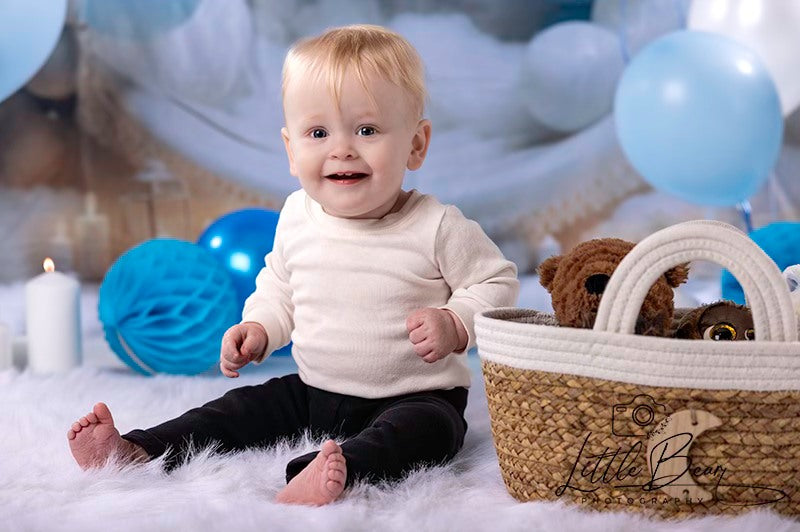 Cake Smash Sweet Dream Hot Air Balloon Fleece Backdrop Ontworpen door Chain Photography