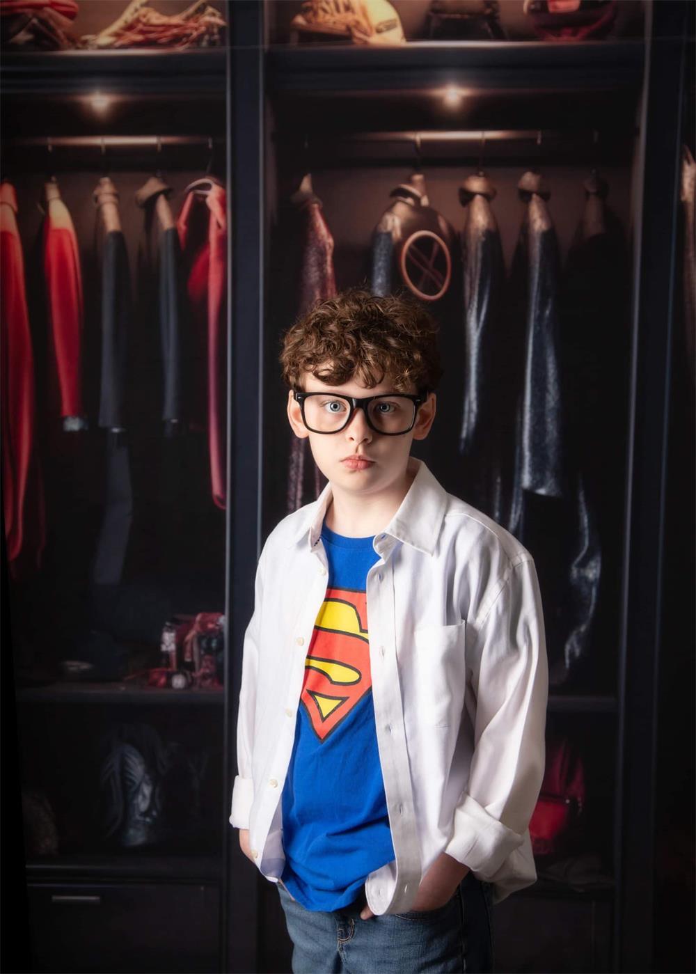 Kate Super Hero Dress Up Closet Backdrop Designed by Mandy Ringe Photography