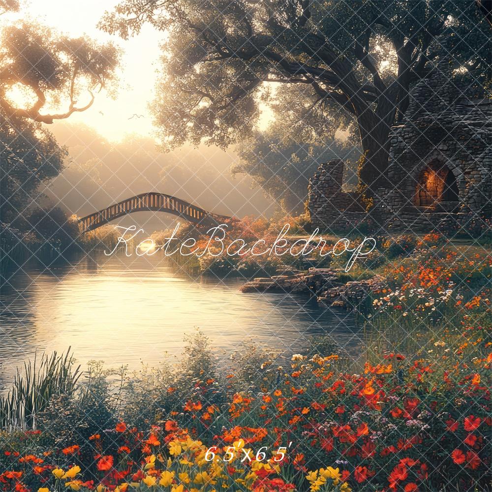 Fondo de Puente del Bosque Fantasía de Arte Fino Diseñado por Mini MakeBelieve