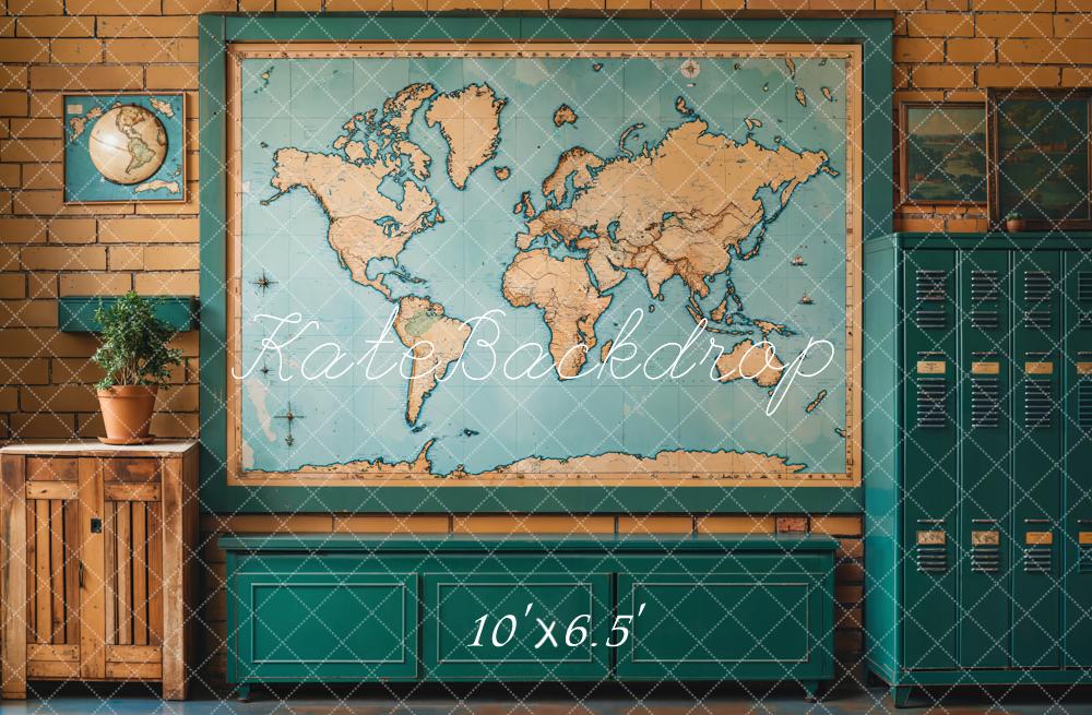 Fondo Escolar de Mapa Mundial Vintage de Graduación Designed by Emetselch