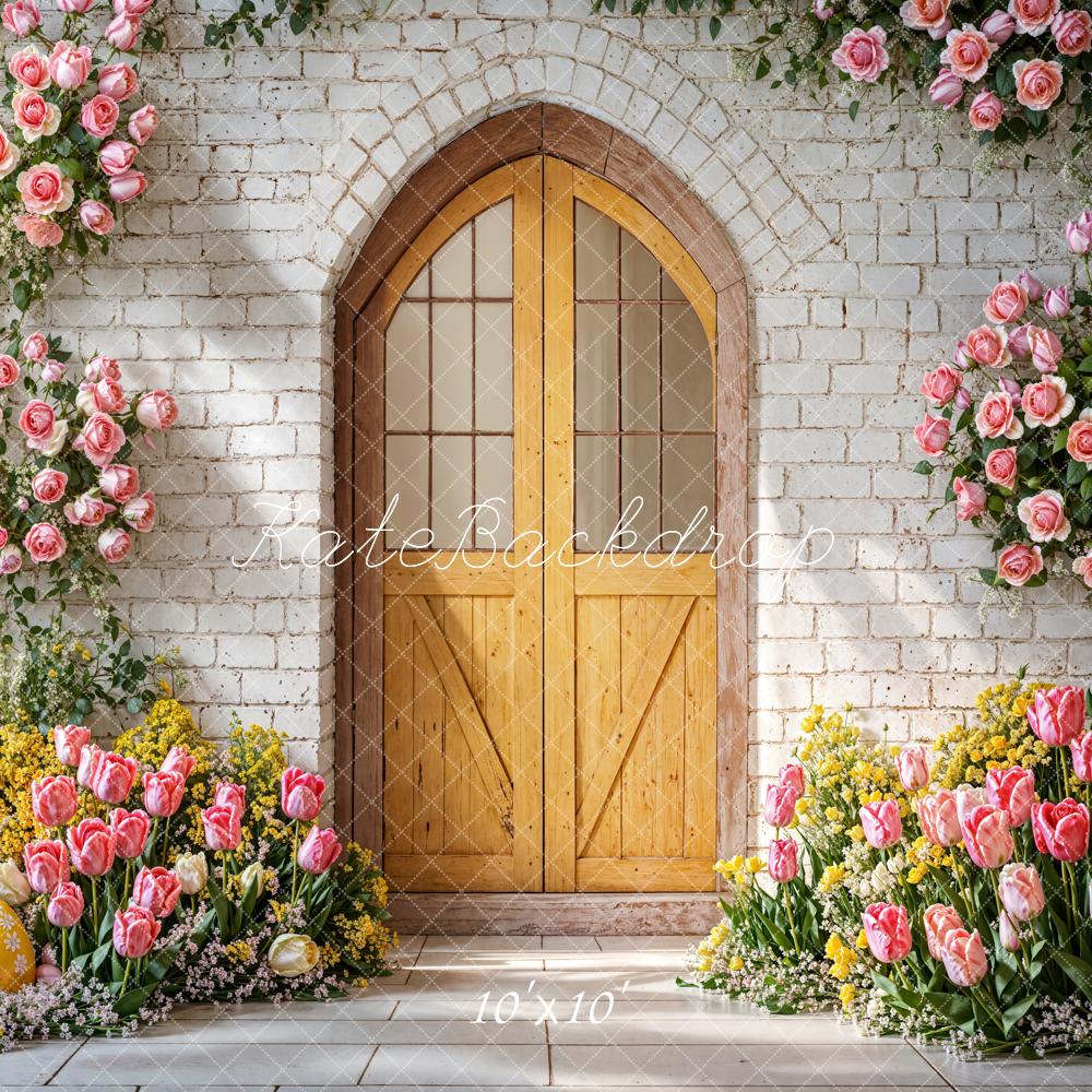 Arco Floral de Pascua Fondo Amarillo Designed by Emetselch